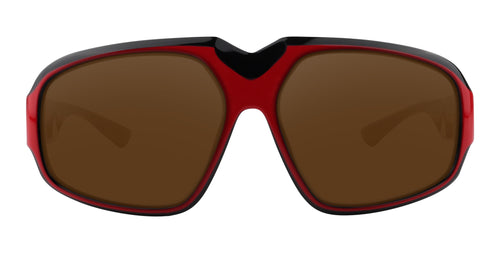 Bloodshot red and black rectangular prescription glasses from Neven Eyewear Pair name: Bloodshot Frame shape: rectangular.