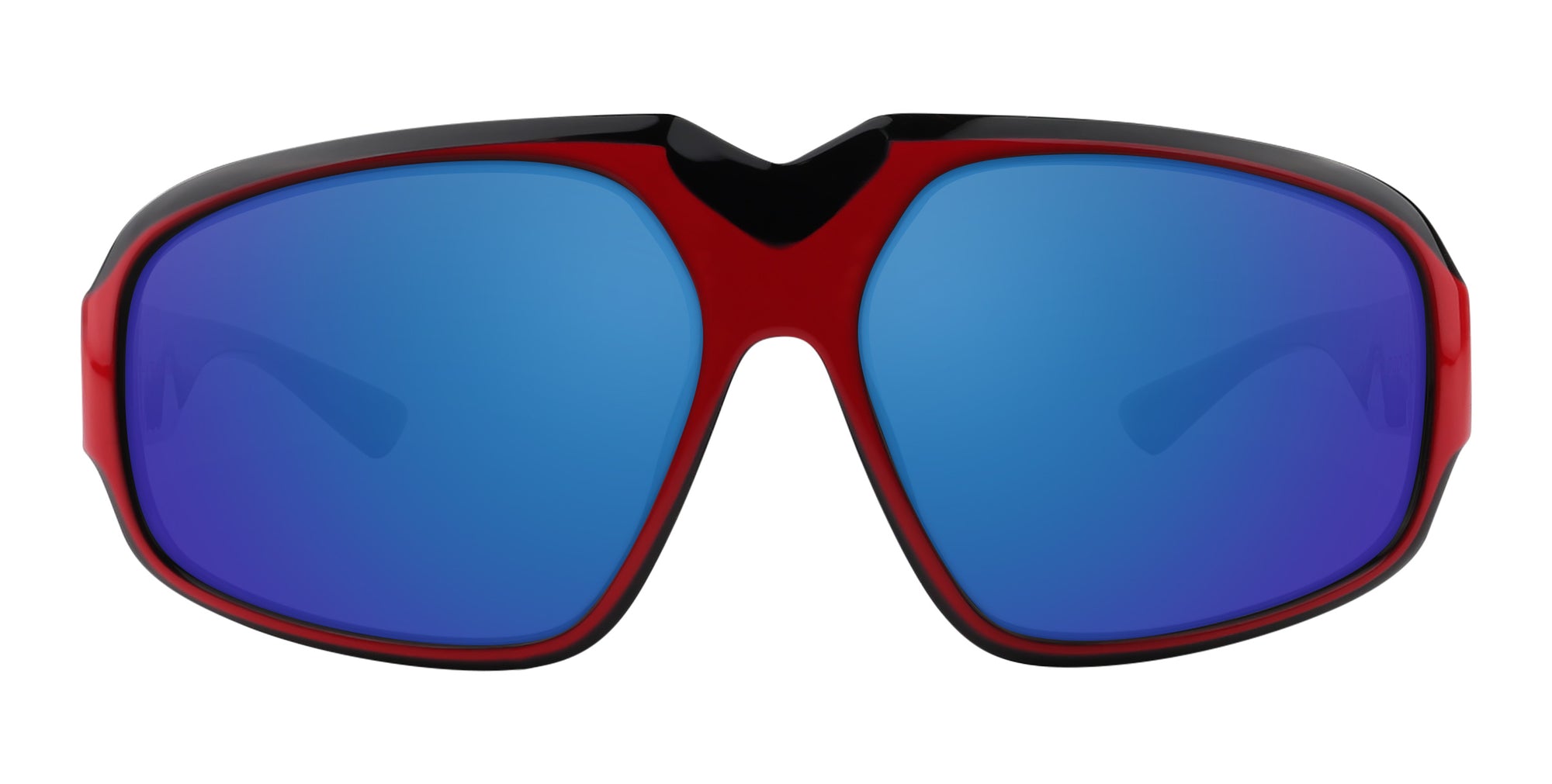 Bloodshot red and black rectangular prescription glasses from Neven Eyewear Pair name: Bloodshot Frame shape: rectangular.