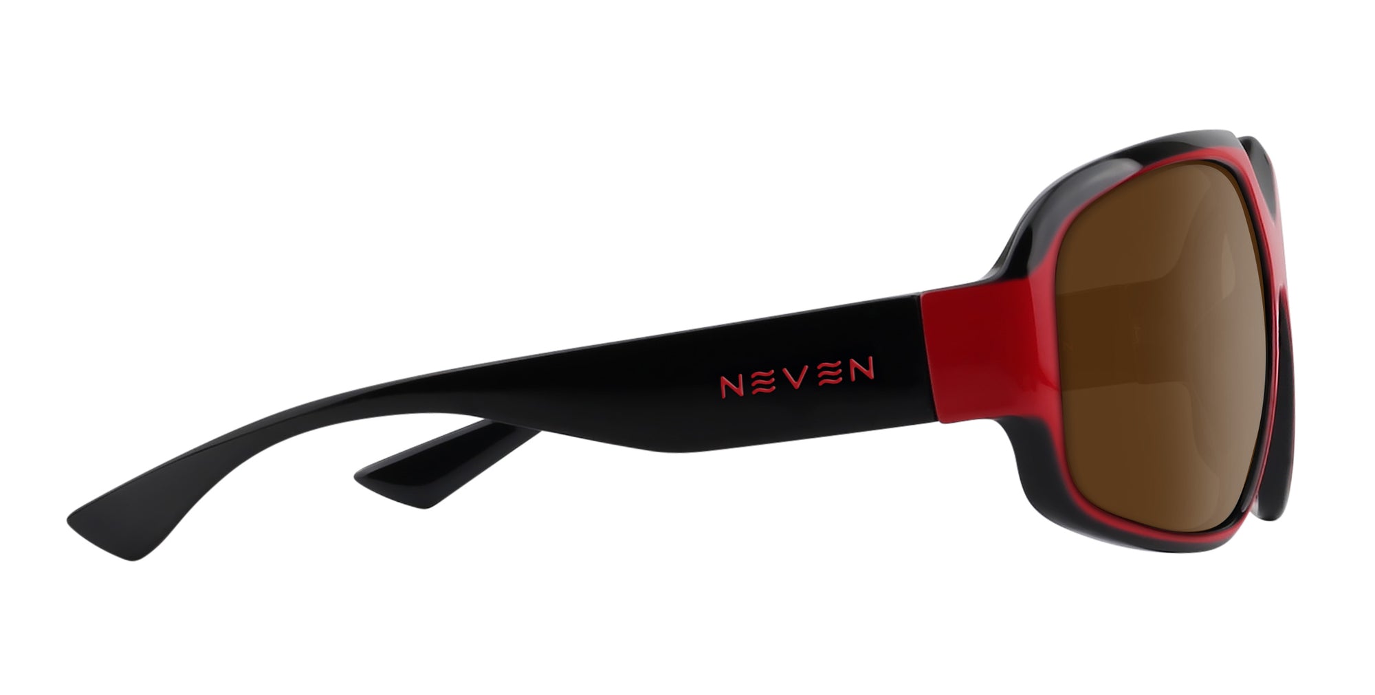 Bloodshot red and black rectangular prescription glasses from Neven Eyewear Pair name: Bloodshot Frame shape: rectangular.