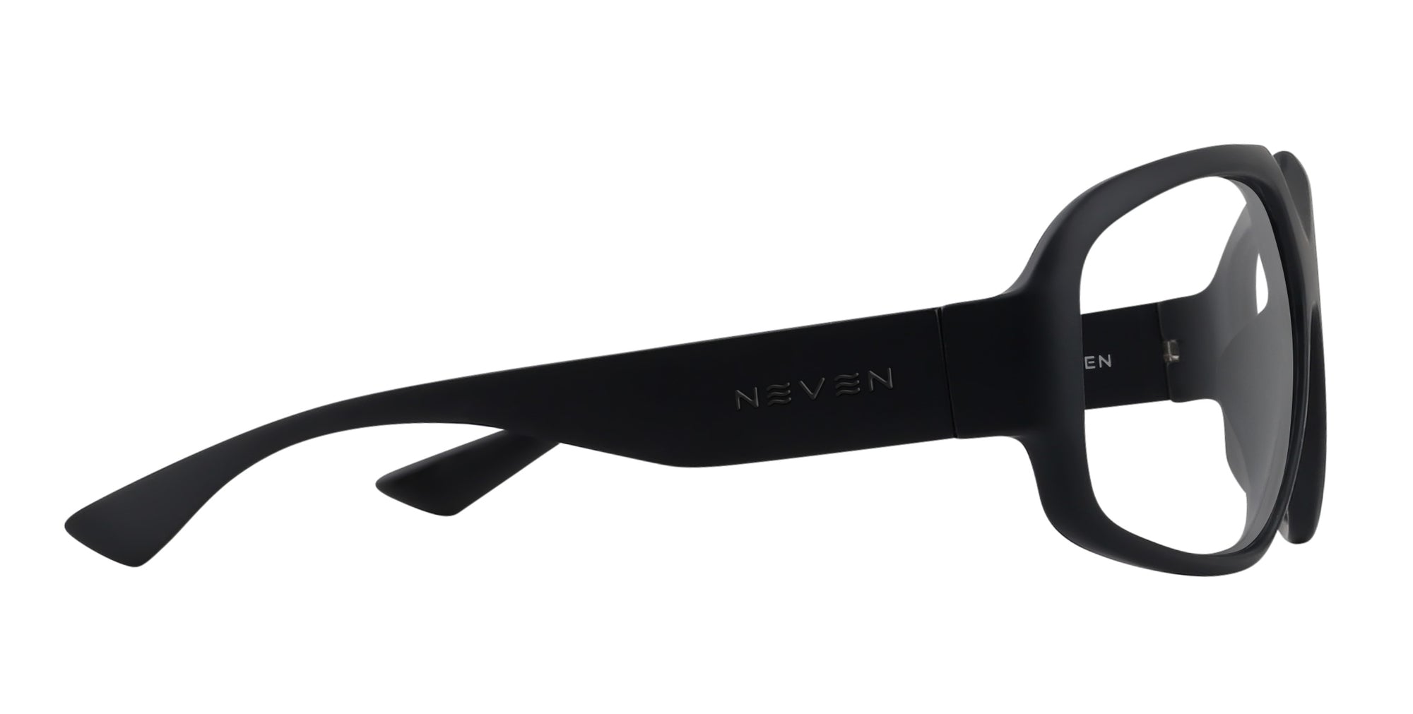 DOA matte black oversized prescription glasses from Neven Eyewear Pair name: DOA Frame shape: oversized.