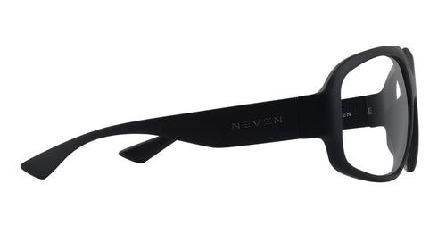DOA matte black oversized prescription glasses from Neven Eyewear Pair name: DOA Frame shape: oversized.