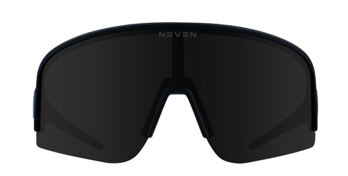 Threshold black wide polarized sunglasses with a sleek wraparound design.