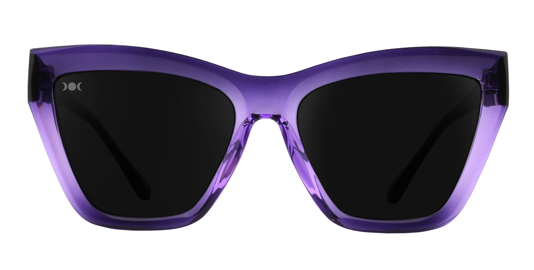 Ethereal Purple Cat Eye Polarized Sunglasses with black lenses