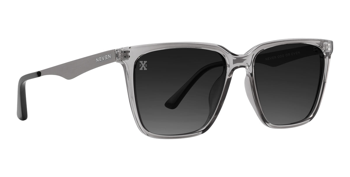 Tornado gray rectangular polarized sunglasses from Neven Eyewear Pair name: Tornado Frame shape: rectangular.