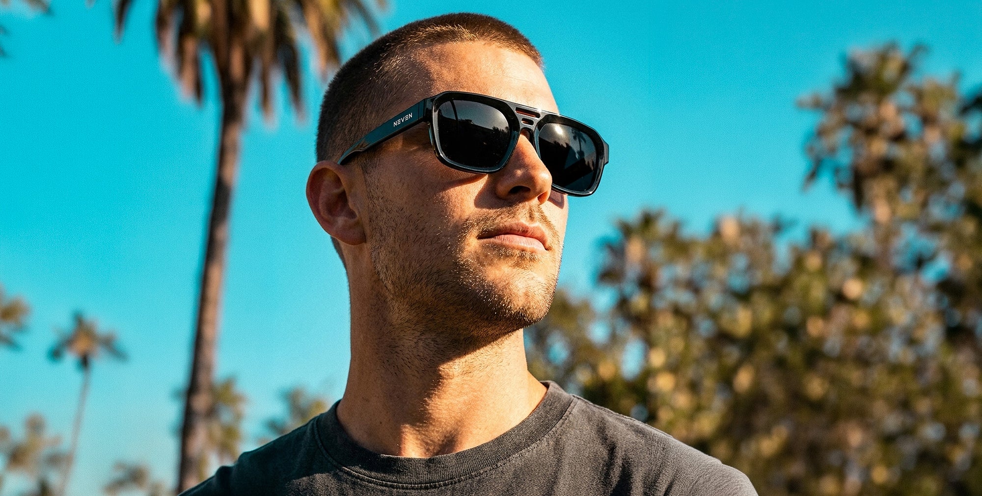 Wednesday black navigator polarized sunglasses from Neven Eyewear.