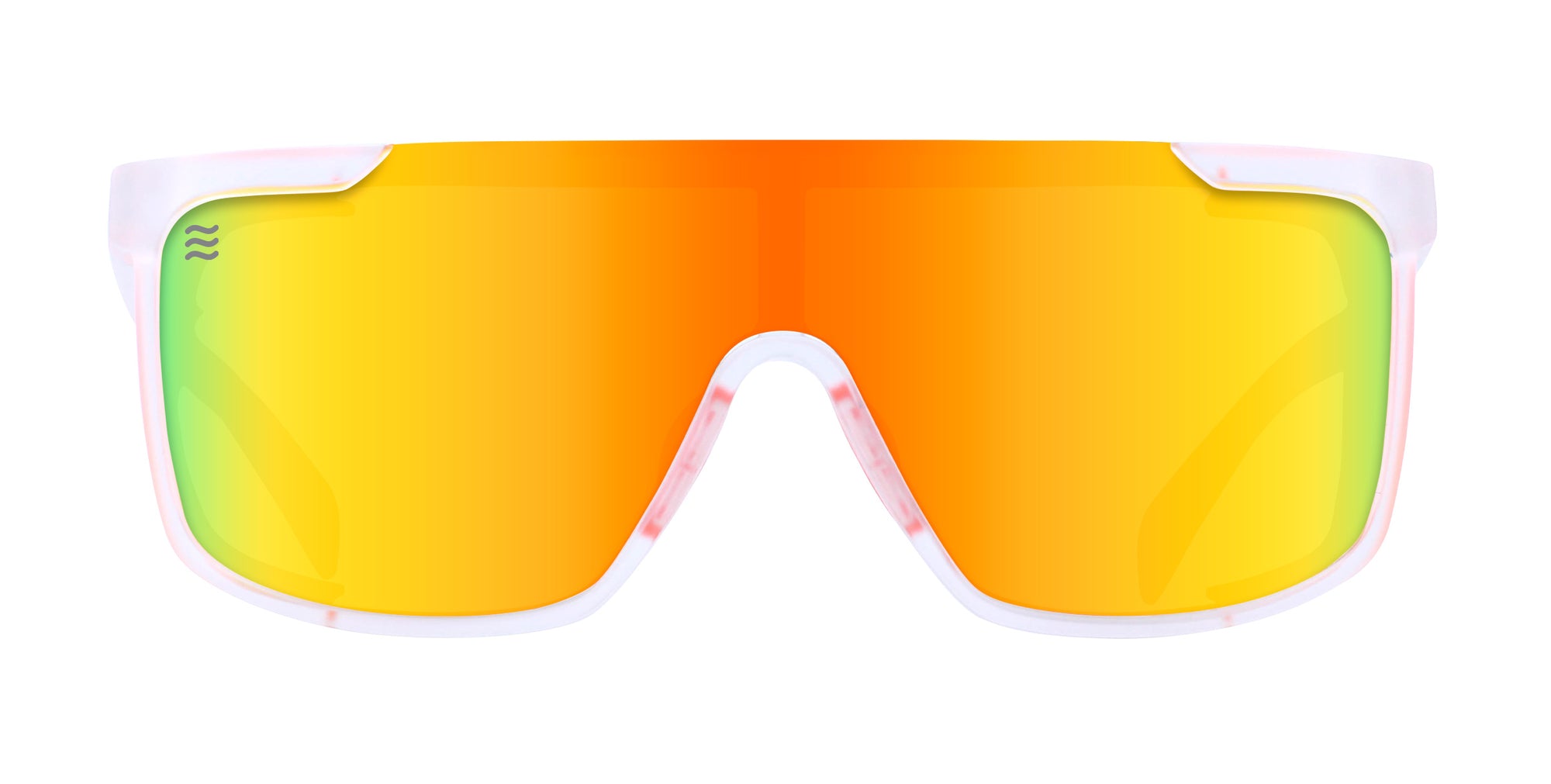 Sunflare sunglasses with vibrant orange and green lenses, featuring a sporty design.