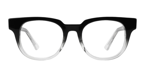 Fang Black Top/Transparent Rim Rectangular prescription glasses from Neven Eyewear.