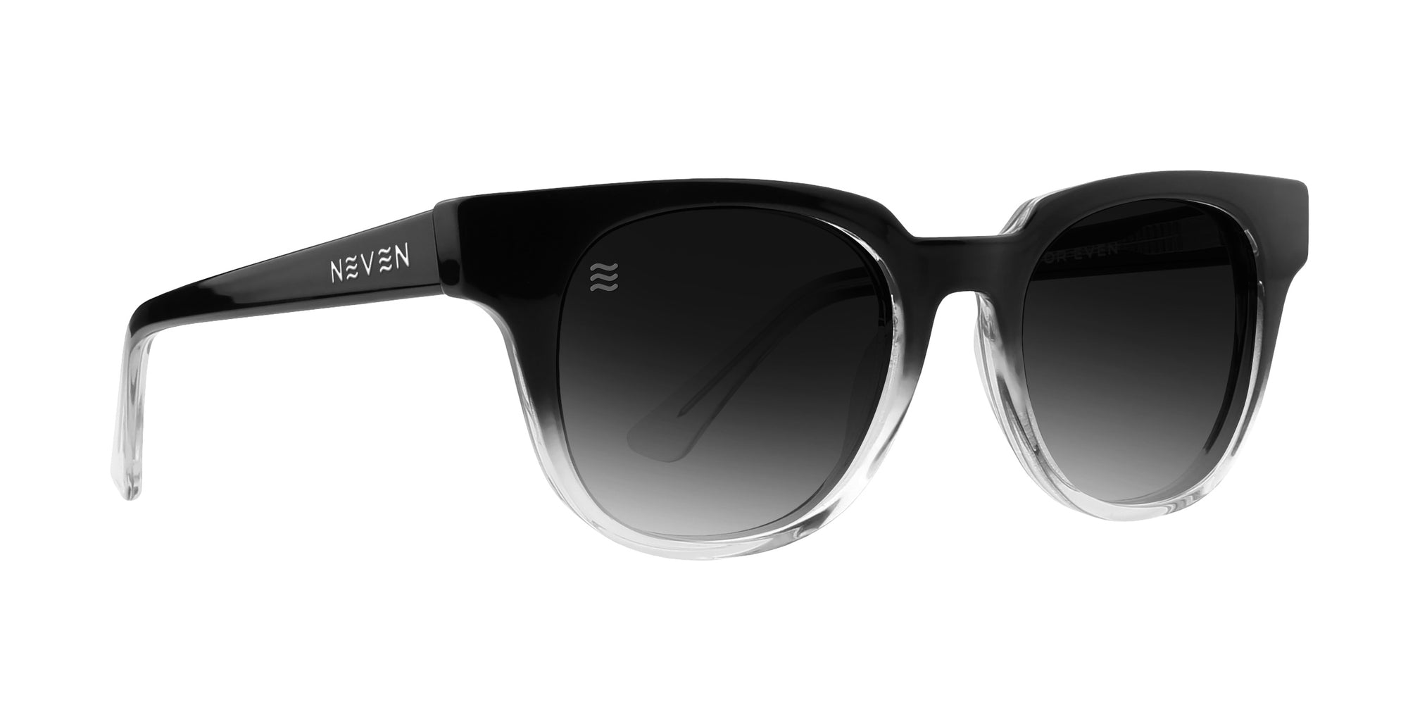 Fang Black Rectangle polarized sunglasses with a glossy black-to-transparent gradient frame and black gradient lenses.