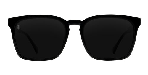 Rufus black square sunglasses with dark lenses