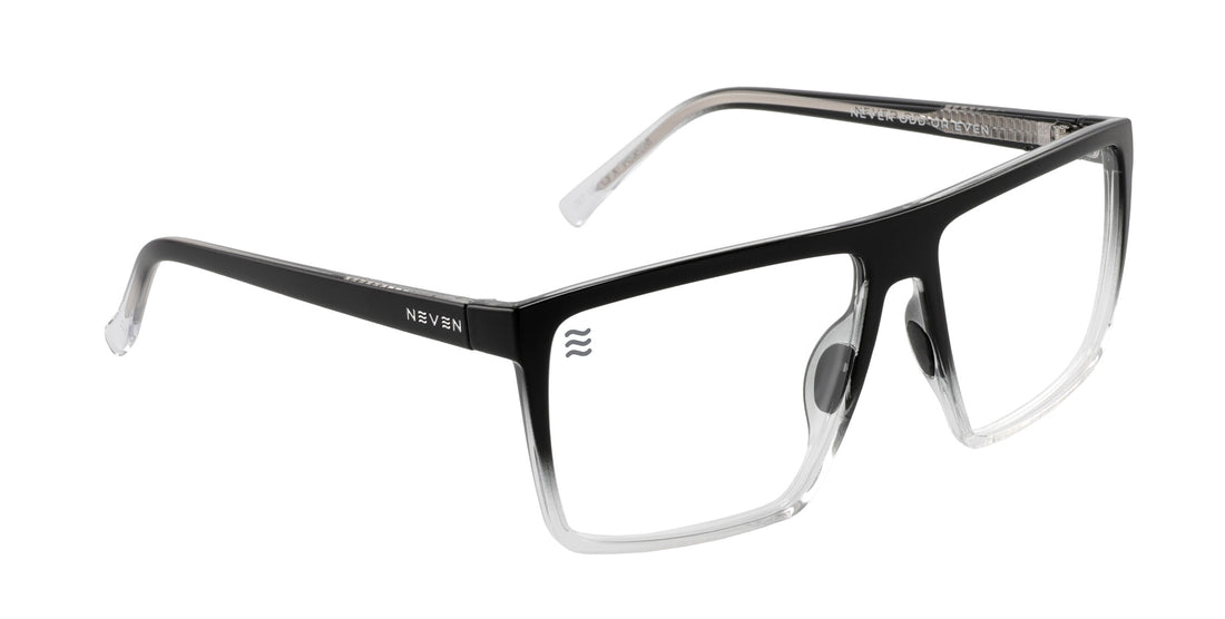 Three-quarter view of Colorado Bulldog XL Z87+ safety eyewear showcasing black and clear frames with a white background