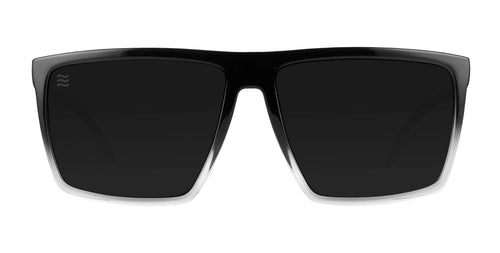 Front view of Colorado Bulldog XL sunglasses showing rectangular black to clear acetate frame and polarized dark lenses on white background