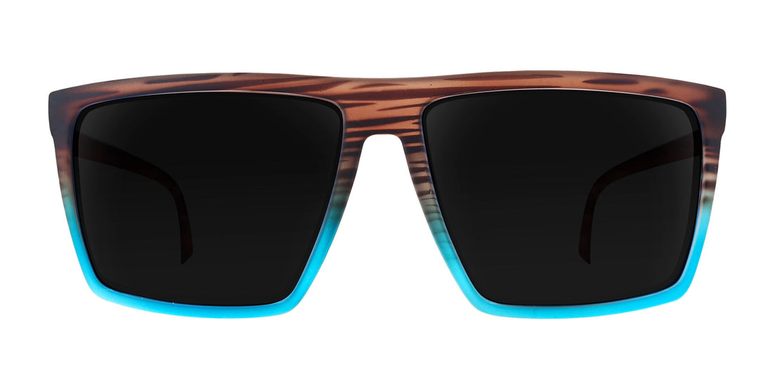 Melby XL brown & blue rectangular prescription glasses from Neven Eyewear.