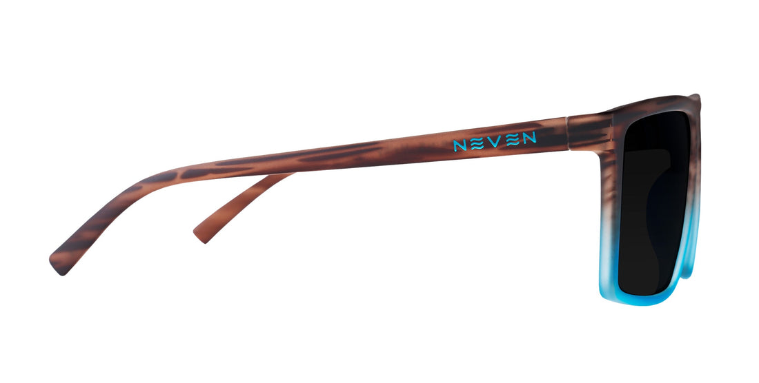 Melby XL brown & blue rectangular prescription glasses from Neven Eyewear.
