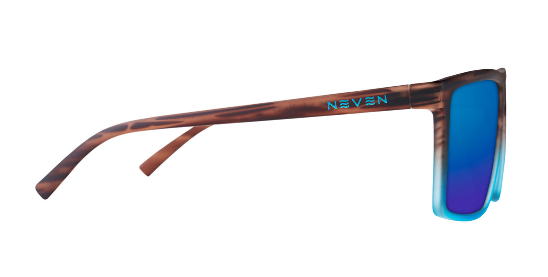 Melby XL brown & blue rectangular prescription glasses from Neven Eyewear.