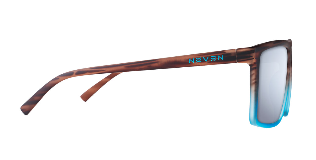 Melby XL brown & blue rectangular prescription glasses from Neven Eyewear.