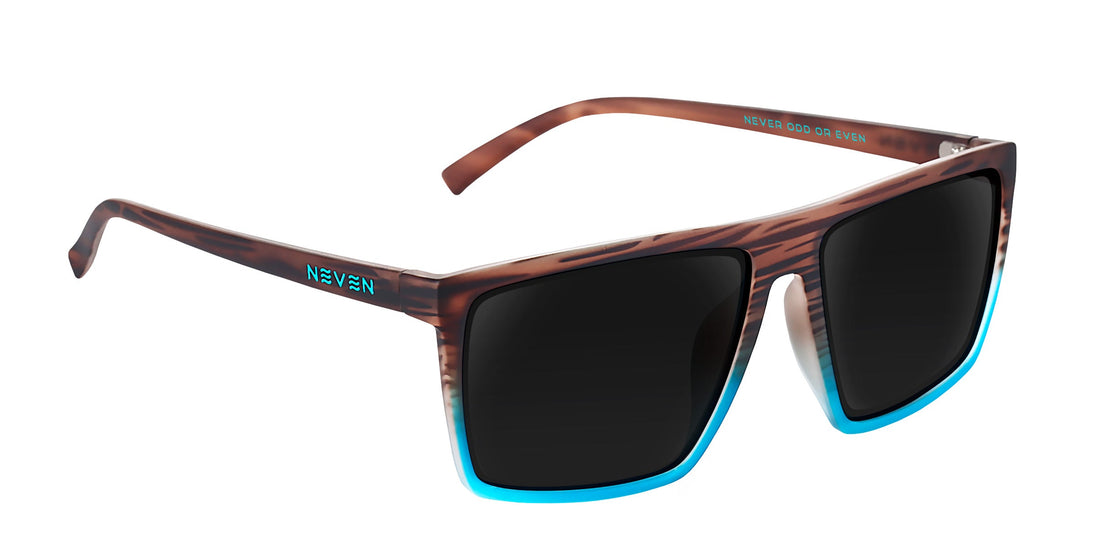 Melby XL brown & blue rectangular prescription glasses from Neven Eyewear.
