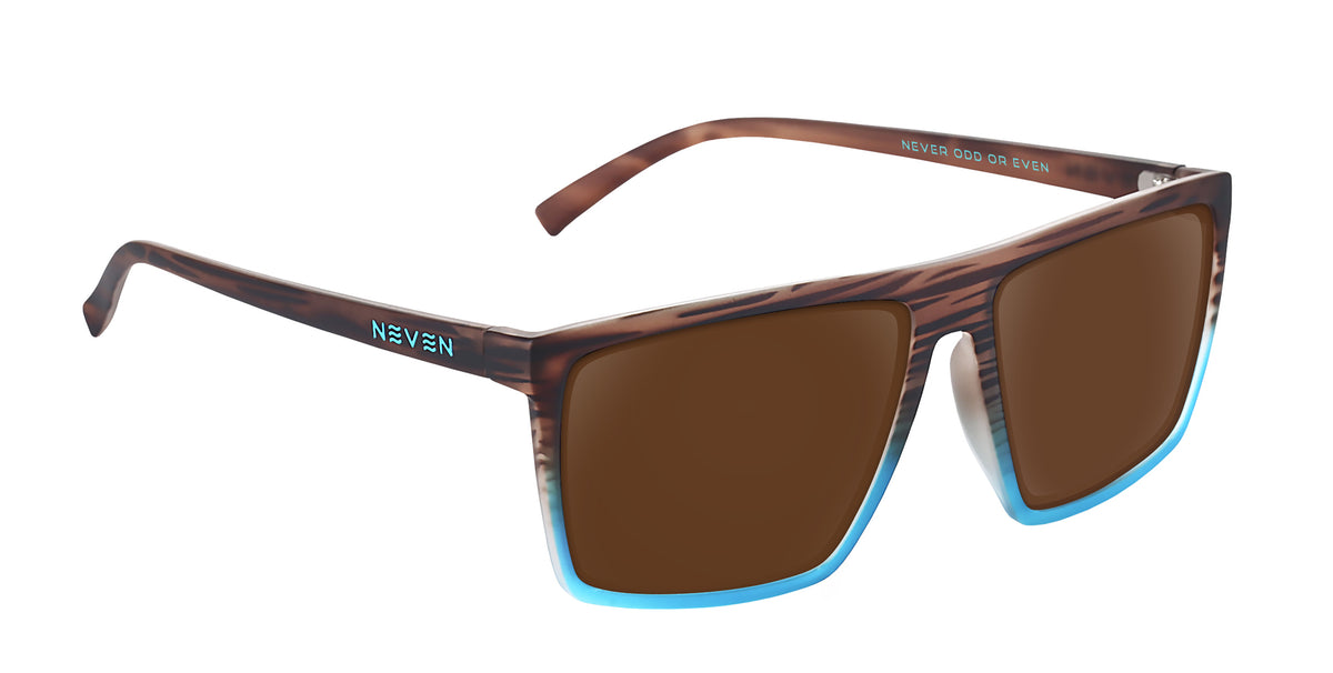 Melby XL brown &amp; blue rectangular prescription glasses from Neven Eyewear.
