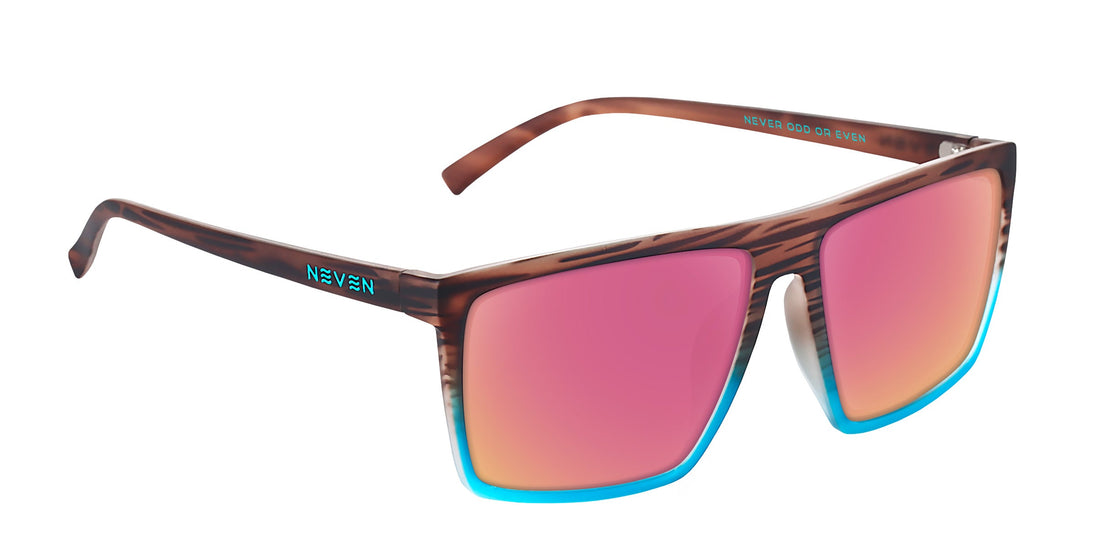 Melby XL brown & blue rectangular prescription glasses from Neven Eyewear.