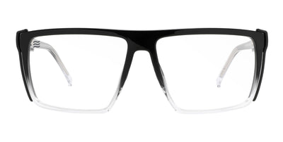 Front three quarter view of Colorado Bulldog Z87+ safety glasses showcasing black frames, clear lenses, and side shields with a white background