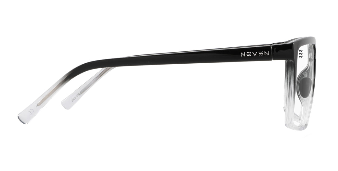 Side view of Colorado Bulldog Z87+ safety glasses showing black frames and clear protective lenses on a white background
