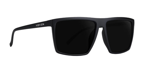 Black rectangular glasses with clear lenses, featuring the brand name Neven on the side.