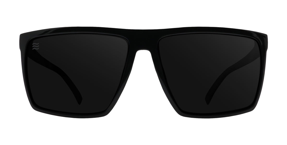 NYC Black Rectangular Polarized Sunglasses with Dark Lenses
