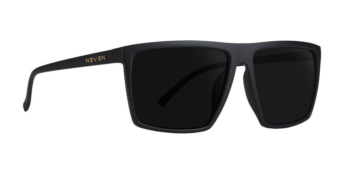 Norton Black Rectangular Polarized Sunglasses with black lenses