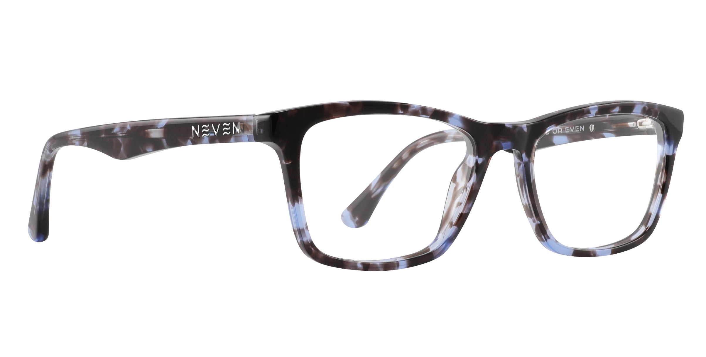 D.A.D.M. blue tortoiseshell rectangular prescription glasses from Neven Eyewear Pair name: D.A.D.M. Frame shape: rectangular.
