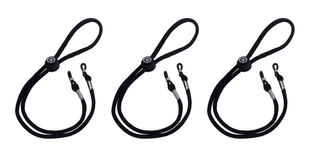 Laydown of 3 Pack Signature Strap showing adjustable slider, rubber loops, nylon cords, 24-inch length