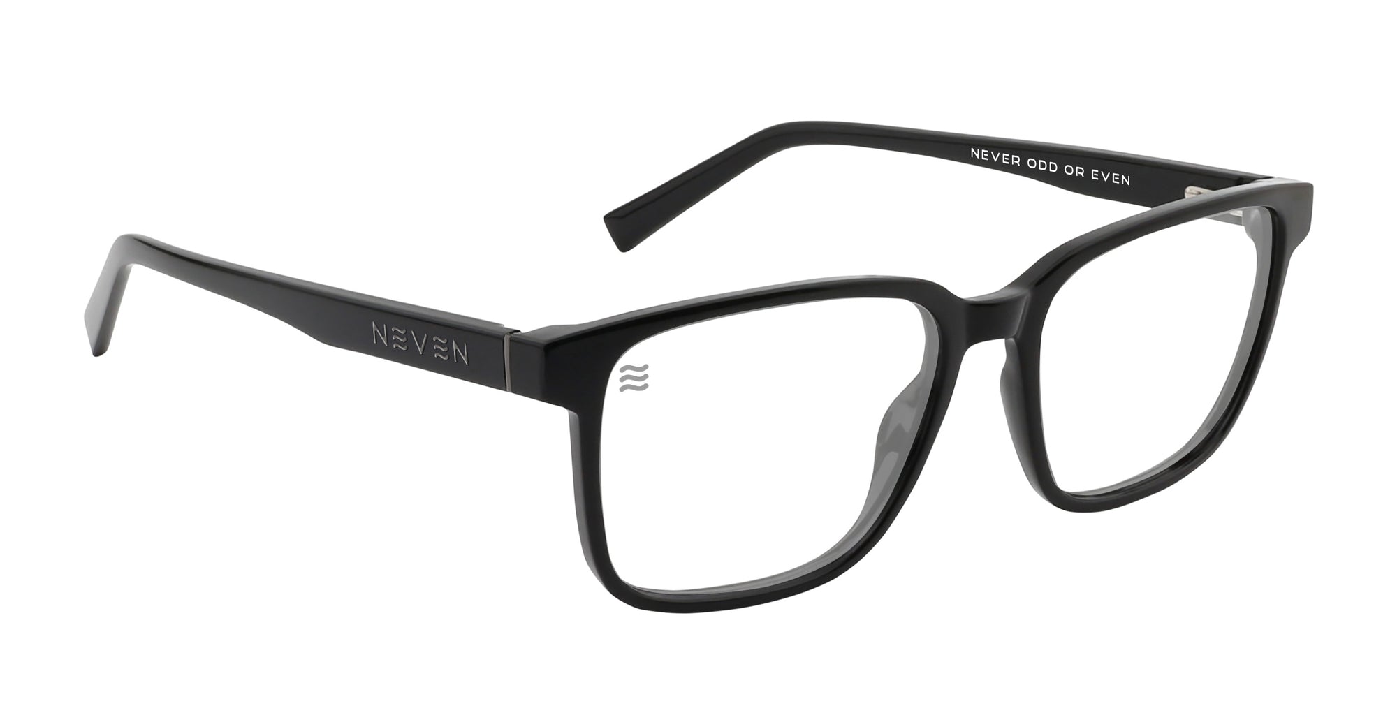 Viper XL glossy black rectangle prescription glasses from Neven Eyewear.