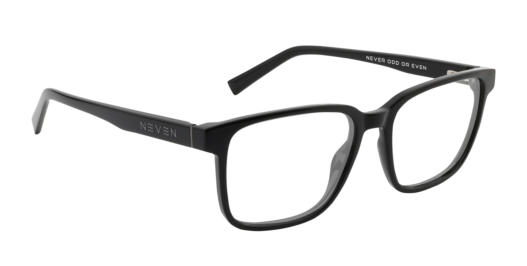 Viper XL glossy black rectangle prescription glasses from Neven Eyewear.