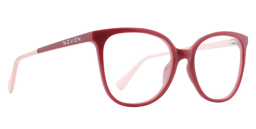 Lynne red and pink cat-eye prescription glasses from Neven Eyewear.