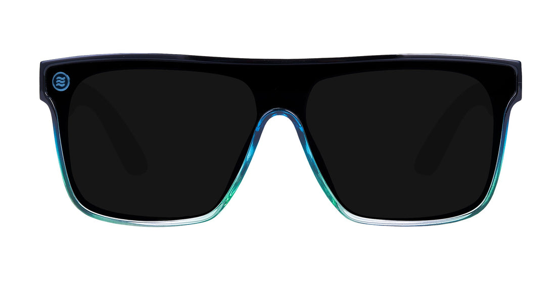 Turnstile XL blue-green gradient shield polarized sunglasses from Neven Eyewear.