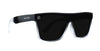 Black rectangular polarized sunglasses with stainless steel logo and upgraded hinges.