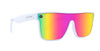 Muse White Oval polarized sunglasses with multi-colored lenses.