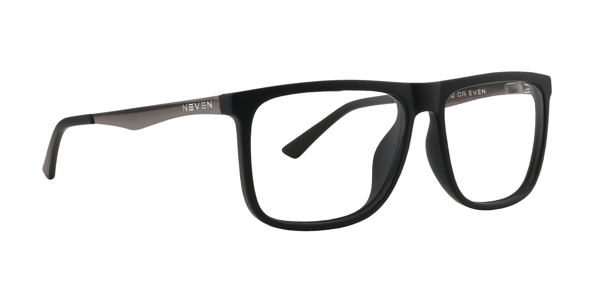 Blueprint black rectangular prescription glasses with clear lenses .