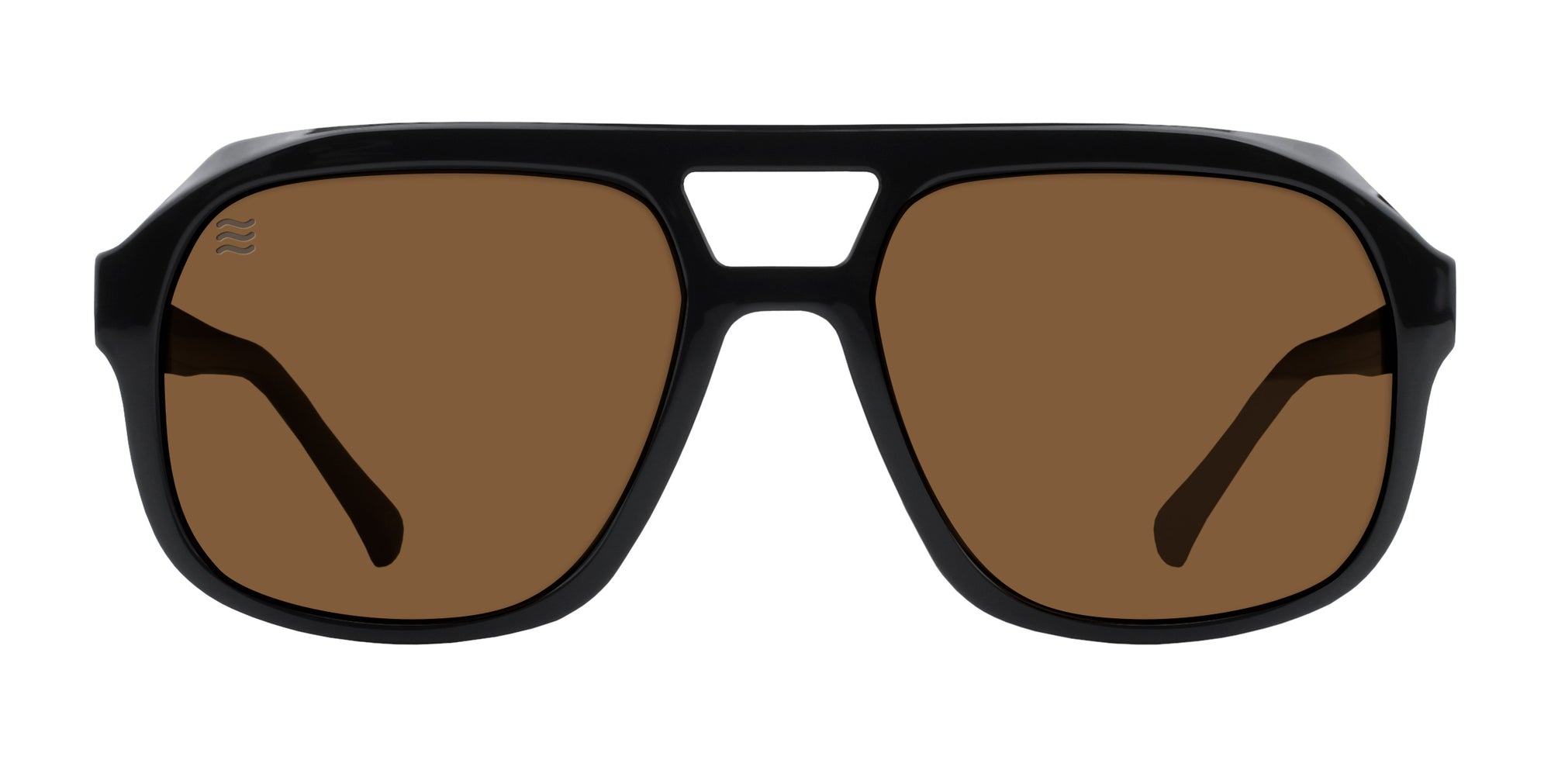 Gaia Black Rectangular polarized sunglasses with brown lenses.