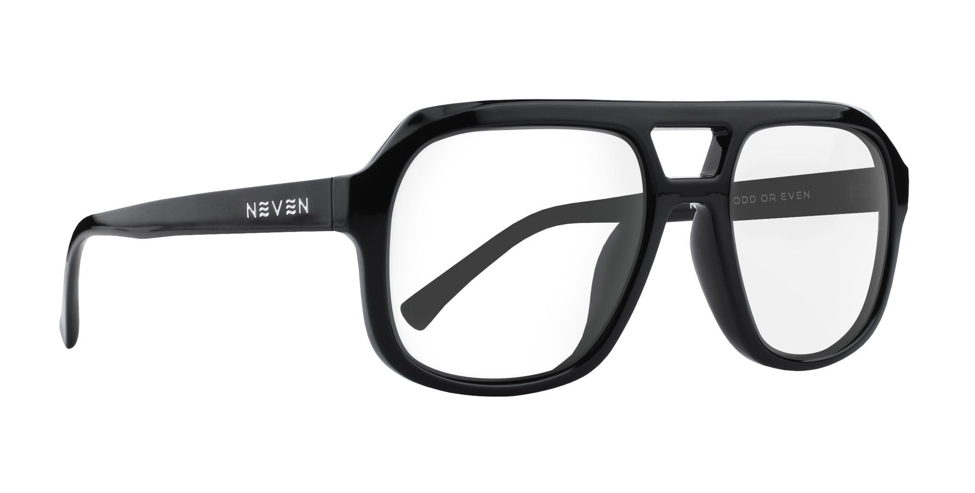 Gaia Black Geometric prescription glasses with clear lenses, featuring a bold design.