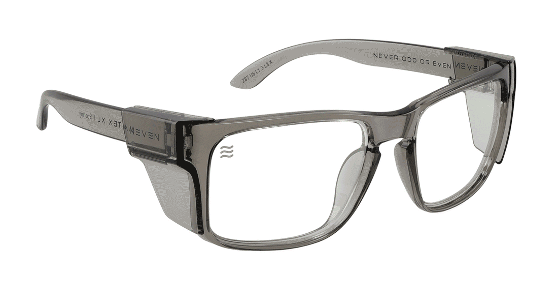 Stormy XL Z87+ thick-frame rectangular safety glasses from Neven Eyewear.