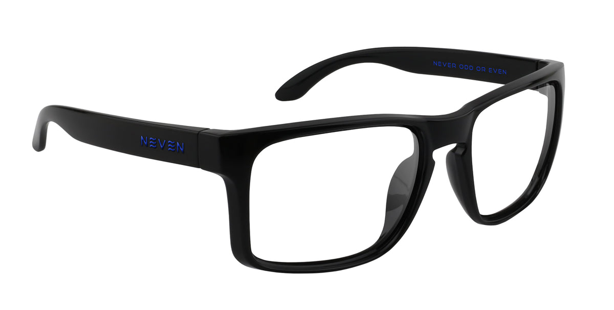 Blue Steel black rectangular prescription glasses from Neven Eyewear Pair name: Blue Steel Frame shape: rectangular.