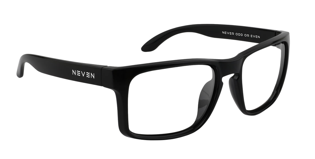 Doom Black rectangular prescription glasses from Neven Eyewear Pair name: Doom Frame shape: rectangular.