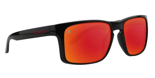 John Wayne XL red-orange rectangle polarized sunglasses from Neven Eyewear Pair name: John Wayne XL Frame shape: rectangle.