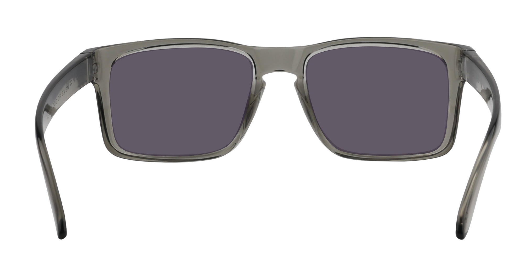 Front view of Stormy XL sunglasses showcasing green polarized square lenses and translucent gray oversized frame on white background