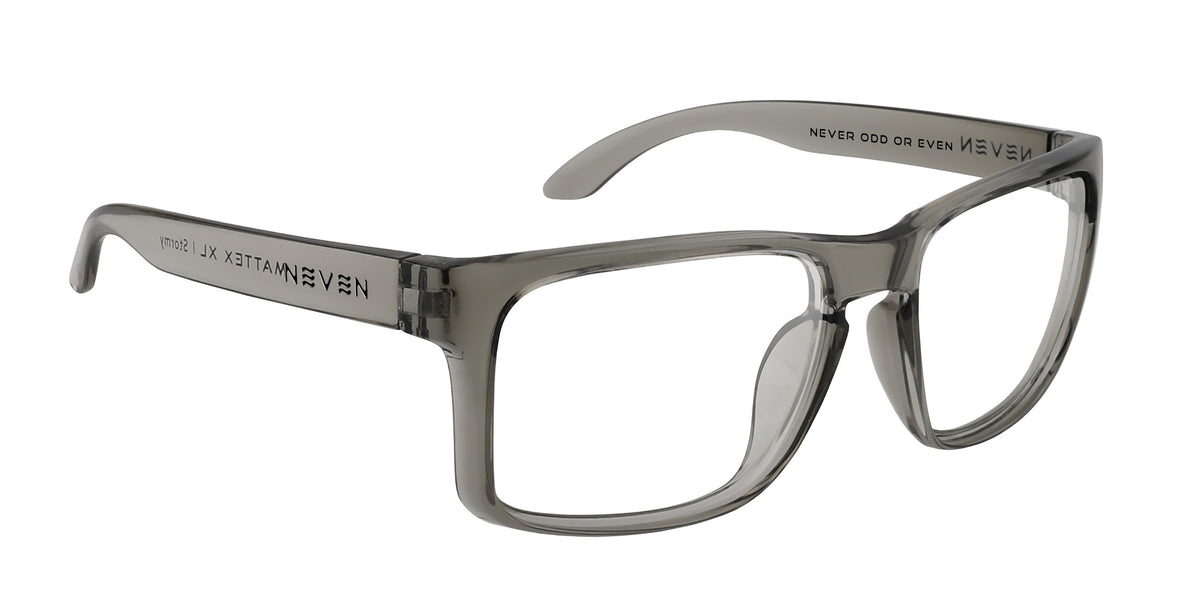 Stormy transparent gray rectangular prescription glasses from Neven Eyewear Pair Name: Stormy Frame Shape: rectangular.