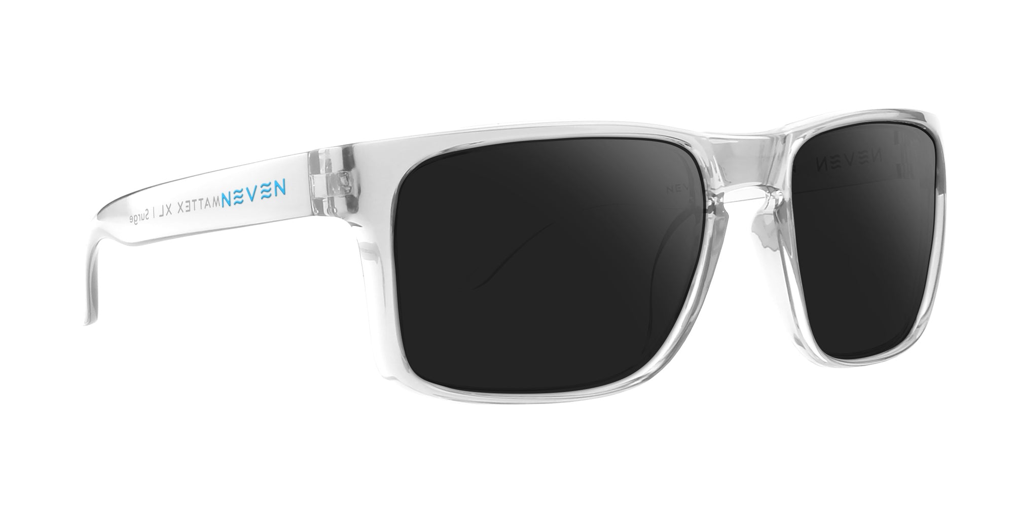 Surge clear rectangular prescription glasses with black lenses .
