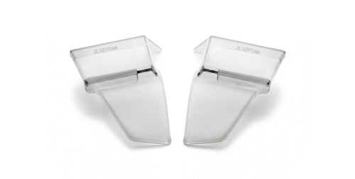 Front view of Mattex XL side shields showcasing clear protective panels on a white background