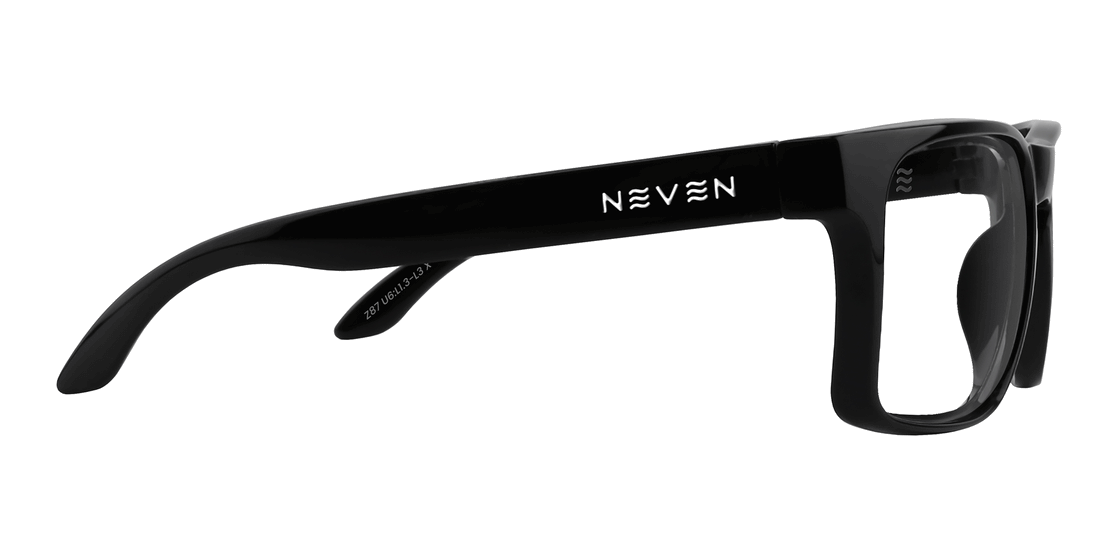 Doom black angular prescription glasses from Neven Eyewear.