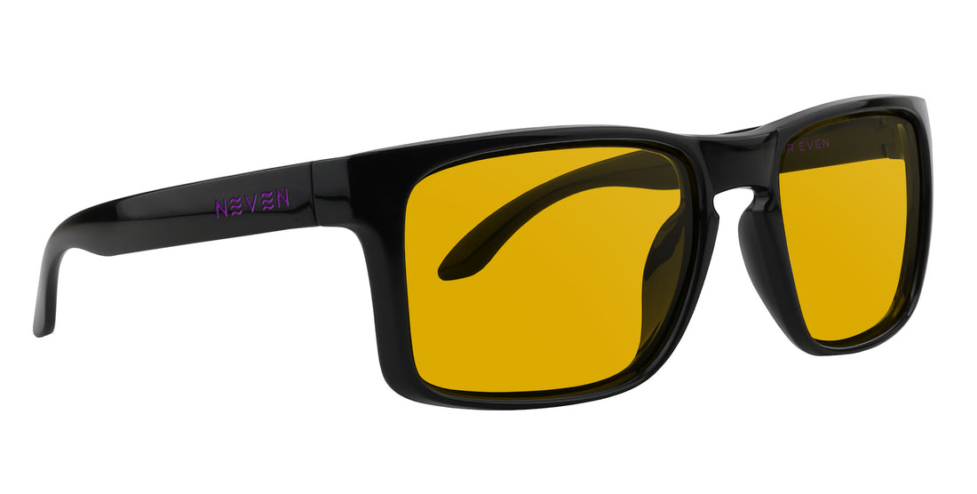 Amethyst black rectangular prescription glasses from Neven Eyewear.