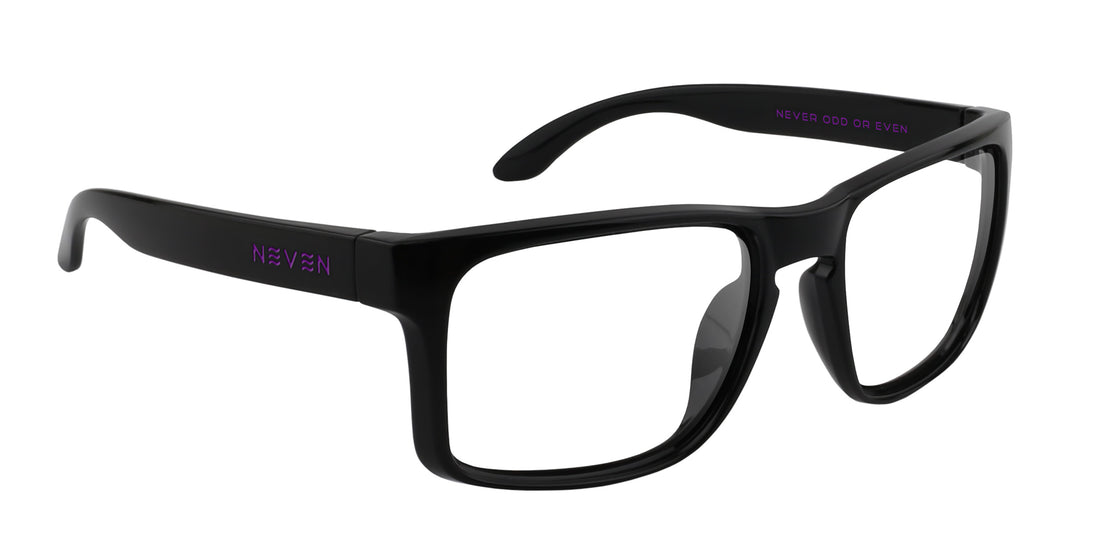 Amethyst black rectangular prescription glasses from Neven Eyewear.