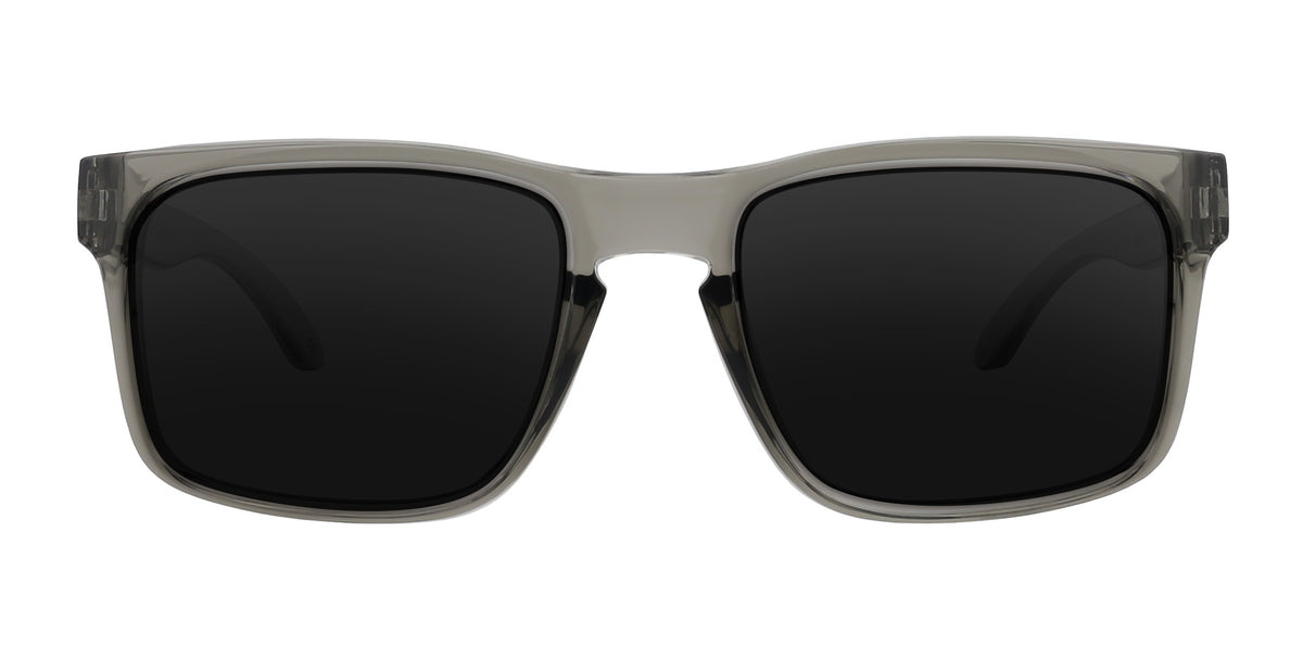 Stormy clear gray rectangular prescription glasses from Neven Eyewear.
